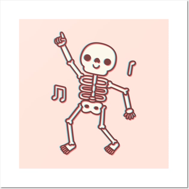 Funny Dancing Skeleton 3D Anaglyph Style Wall Art by rustydoodle